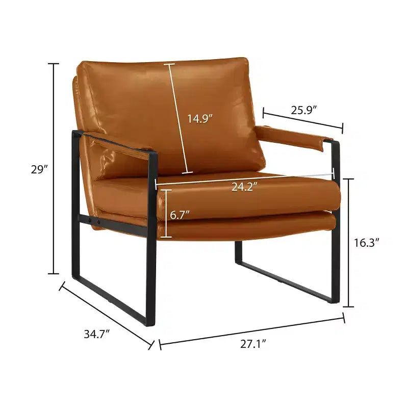 Fauteuil d'appoint avec assise et dossier rembourrés en similicuir