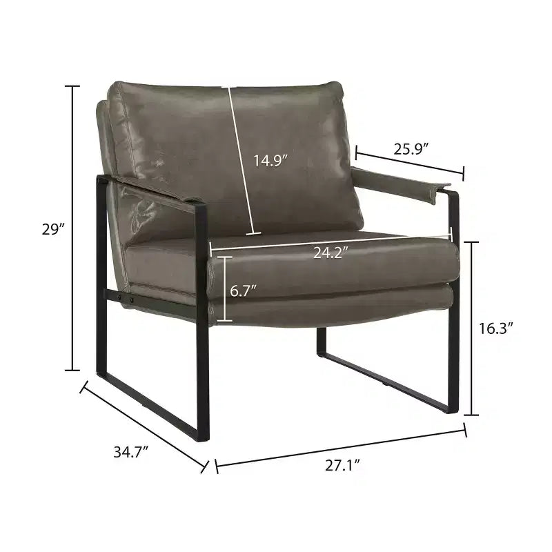 Fauteuil d'appoint avec assise et dossier rembourrés en similicuir