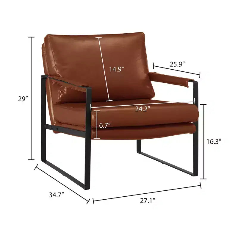 Fauteuil d'appoint avec assise et dossier rembourrés en similicuir