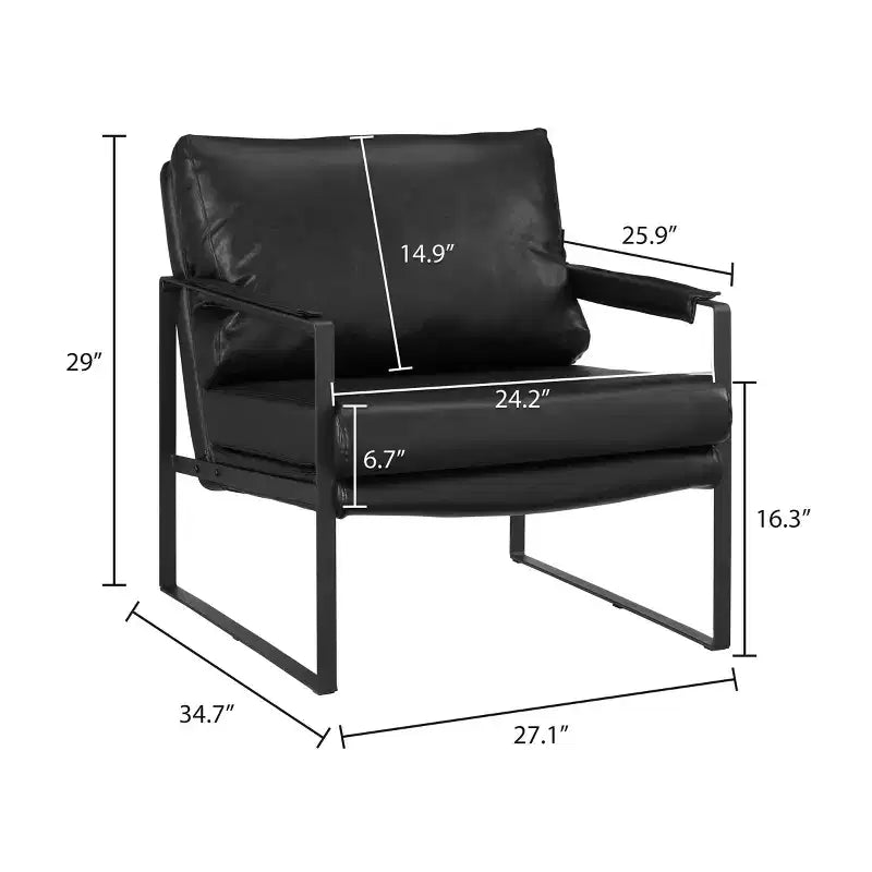 Fauteuil d'appoint avec assise et dossier rembourrés en similicuir