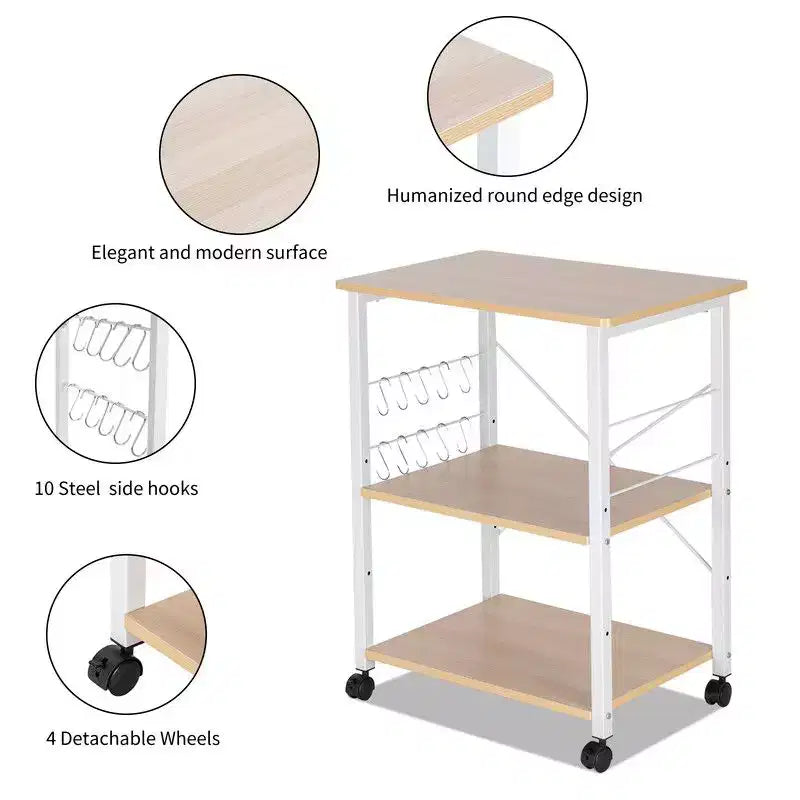 Étagère de Boulanger 3 Niveaux Support de Four à Micro-ondes pour Cuisine