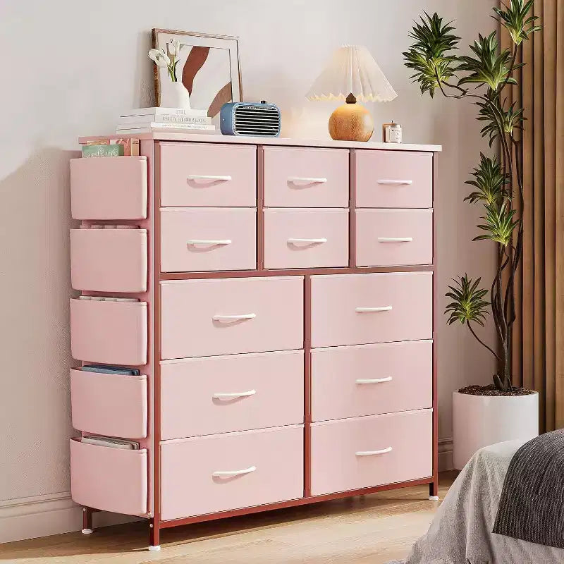 Commode à 12 tiroirs pour chambre à coucher, Commode de rangement en tissu pour chambre à coucher, salon ou entrée