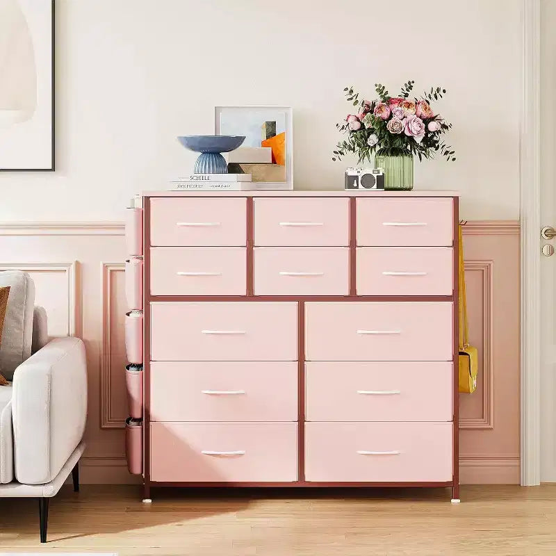 Commode à 12 tiroirs pour chambre à coucher, Commode de rangement en tissu pour chambre à coucher, salon ou entrée