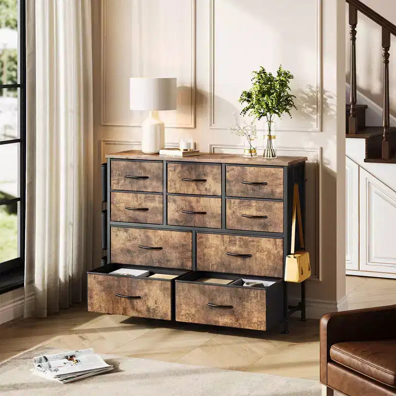 Commode à 10 tiroirs pour chambre à coucher, commode de rangement en tissu pour chambre à coucher, salon ou entrée