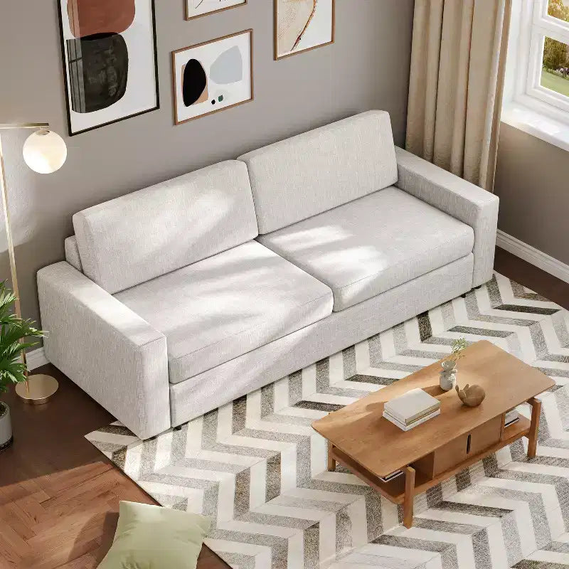 Canapé-lit convertible 88,6 po, en tissu de lin moderne, lit gigogne peu encombrant pour appartements, salons, chambres, studios