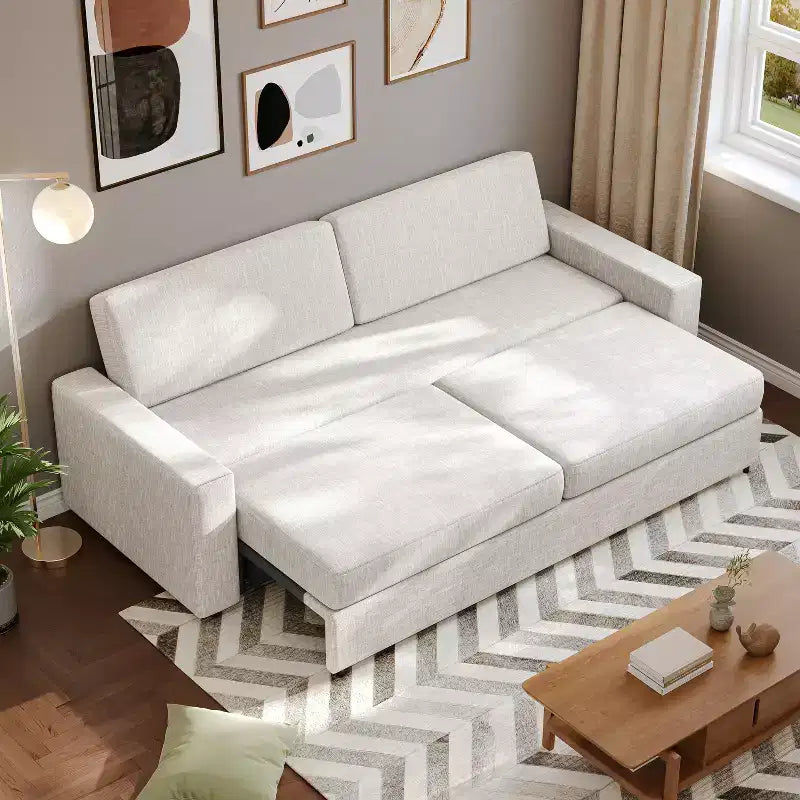 Canapé-lit convertible 88,6 po, en tissu de lin moderne, lit gigogne peu encombrant pour appartements, salons, chambres, studios