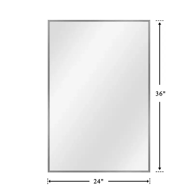 Lot de 2 Miroirs Muraux Rectangulaires Suspendus à Bords Fins en Alliage d'Aluminium Doré de 91,4 cm (H) x 61 cm (L)