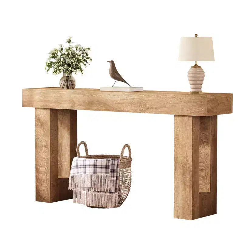 Table d'entrée étroite, table de canapé en bois de 160 cm de long derrière le canapé, console d'entrée de style ferme, parfaite pour le salon, le couloir, la chambre, bois naturel