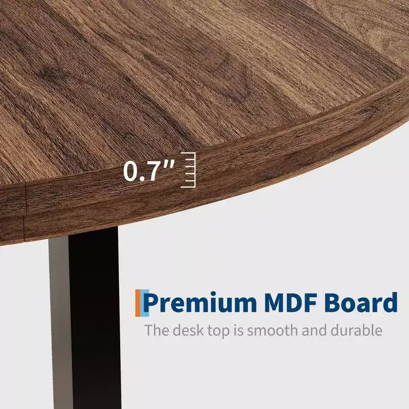 Table de salle à manger ronde de 120 cm, table de dîner industrielle pour 4 à 6 personnes, table de cuisine en bois avec cadre métallique robuste (sans chaises)