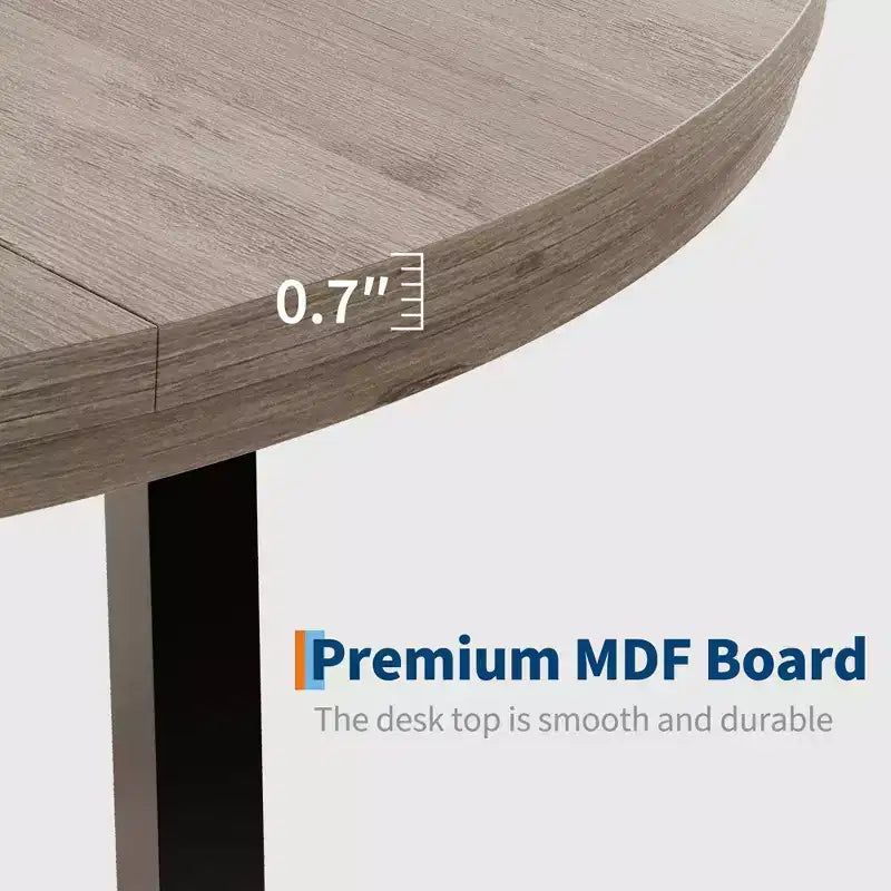 Table de salle à manger ronde de 120 cm, table de dîner industrielle pour 4 à 6 personnes, table de cuisine en bois avec cadre métallique robuste (sans chaises)