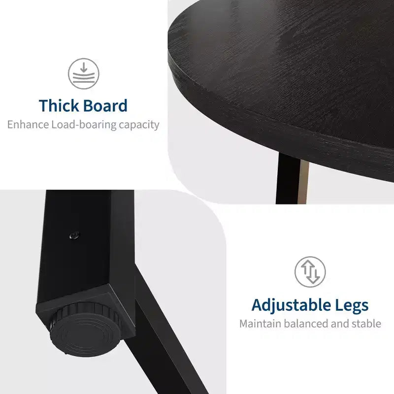 Table de salle à manger ronde de 120 cm, table de dîner industrielle pour 4 à 6 personnes, table de cuisine en bois avec cadre métallique robuste (sans chaises)