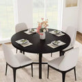 Coolmee 47 inch Round Dining Table, Industrial Dinner Table for 4 to 6, Wooden Kitchen Table with Sturdy Metal Frame (No Chairs)