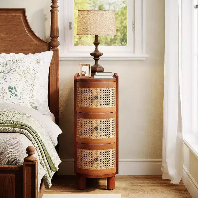 Petite table d'appoint étroite en bois massif de style ferme, table de chevet fine avec rangement, table de canapé pour chambre à coucher, salon