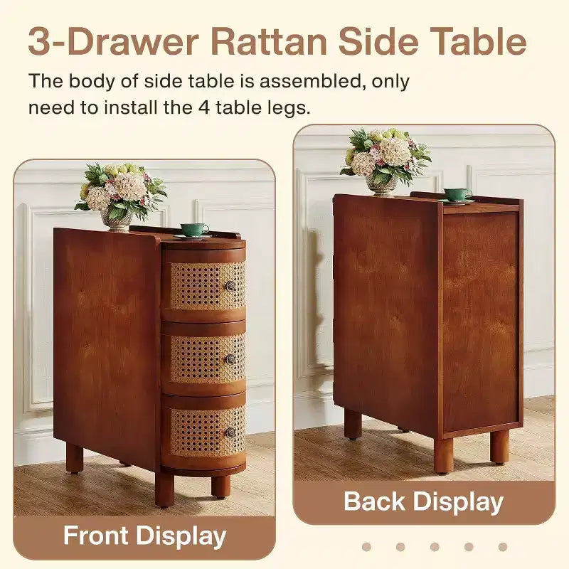 Petite table d'appoint étroite en bois massif de style ferme, table de chevet fine avec rangement, table de canapé pour chambre à coucher, salon