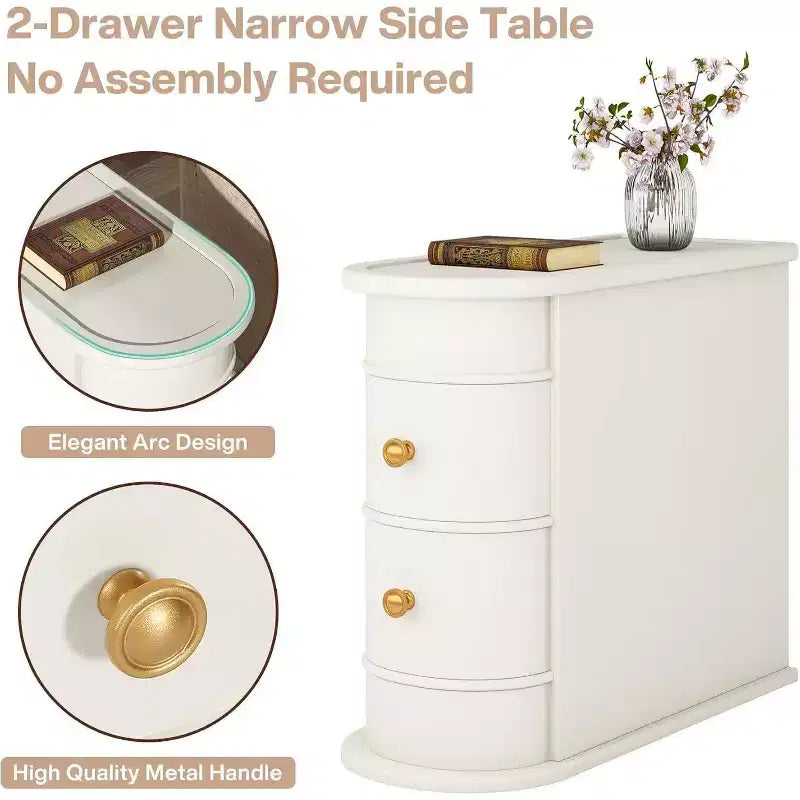 Petite table d'appoint étroite en bois massif de style ferme, table de chevet fine avec rangement, table de canapé pour chambre à coucher, salon
