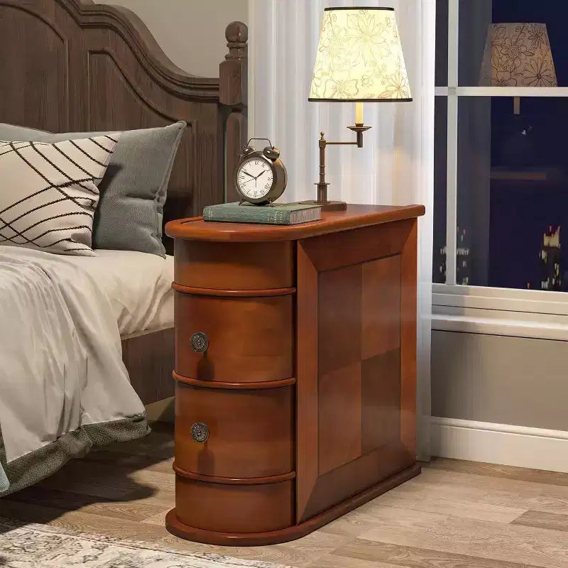 Petite table d'appoint étroite en bois massif de style ferme, table de chevet fine avec rangement, table de canapé pour chambre à coucher, salon