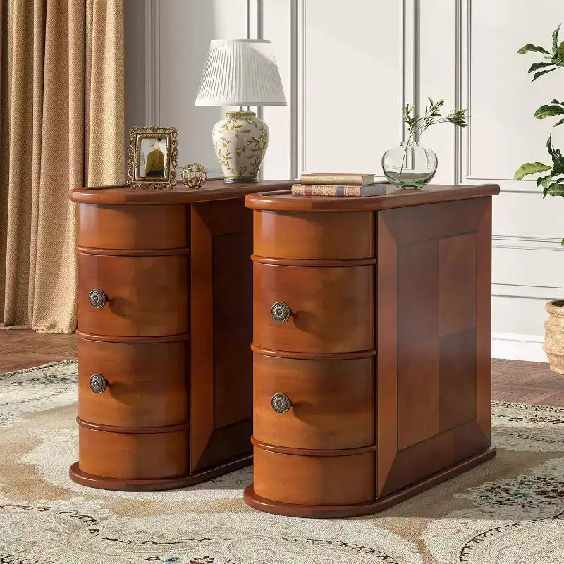 Petite table d'appoint étroite en bois massif de style ferme, table de chevet fine avec rangement, table de canapé pour chambre à coucher, salon