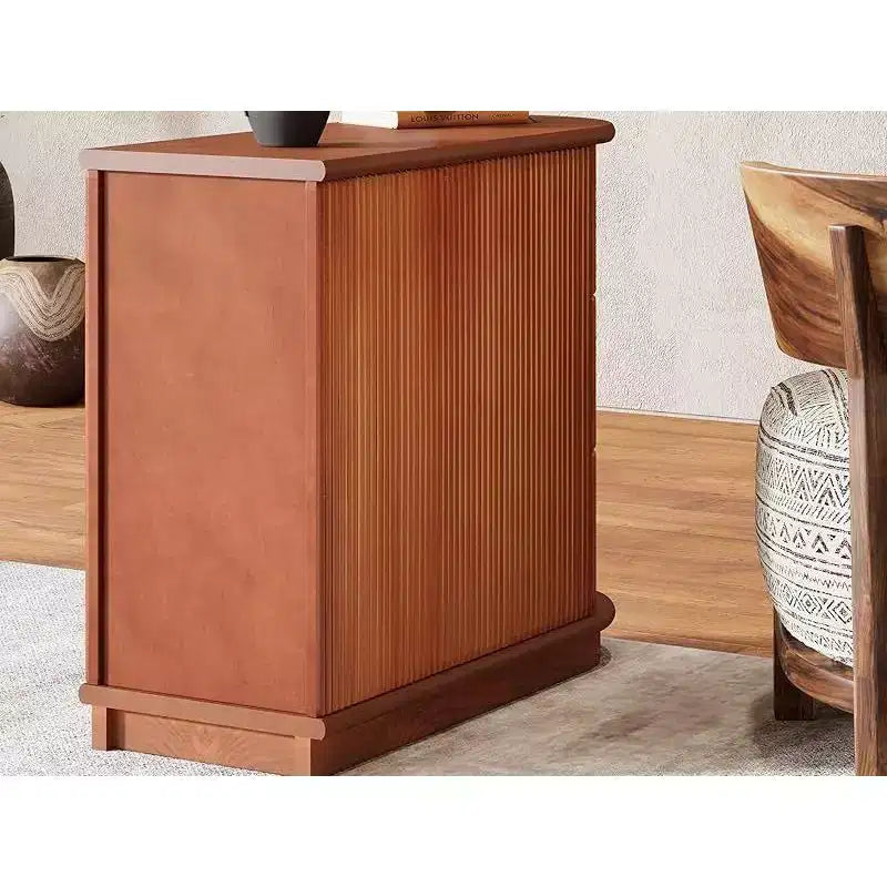 Petite table d'appoint étroite en bois massif de style ferme, table de chevet fine avec rangement, table de canapé pour chambre à coucher, salon
