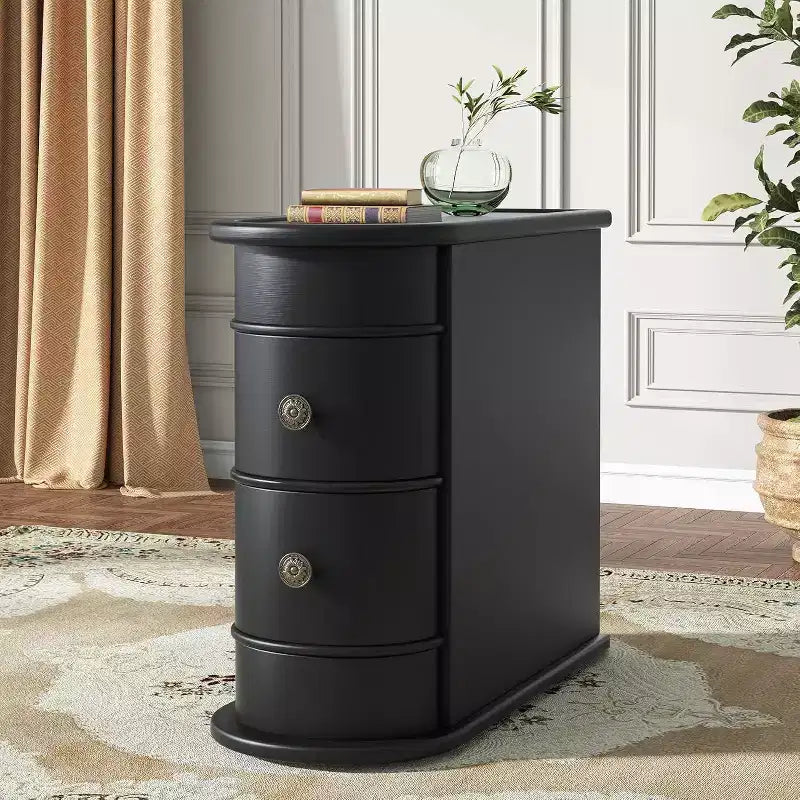 Okak Farmhouse Solid Wood Small Narrow End Table,Slim Storage Nightstand Side Table Sofa Table for Bedroom,Living Room