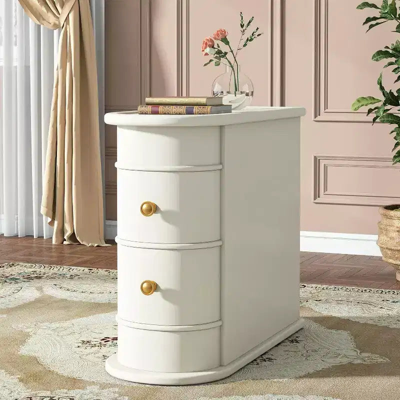 Petite table d'appoint étroite en bois massif de style ferme, table de chevet fine avec rangement, table de canapé pour chambre à coucher, salon