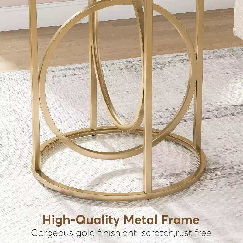 Table d'appoint industrielle étroite et ronde avec base en métal creux, table de chevet cylindrique pour salon, chambre à coucher