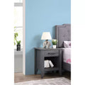 HomeStock Grey Nightstand 24x21x18 Contemporary Compact Bedside Table with Smooth Finish, Storage Space and Sleek Modern Design