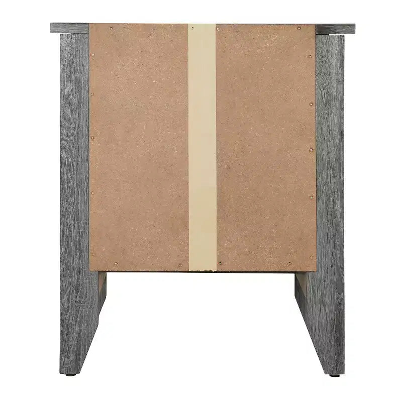 Table de chevet grise 24x21x18 Table de nuit compacte contemporaine avec finition lisse, espace de rangement et design moderne élégant