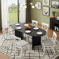 Homy Casa Oval Dining Table, Black Wood Finish  Modern Minimalist Centerpiece