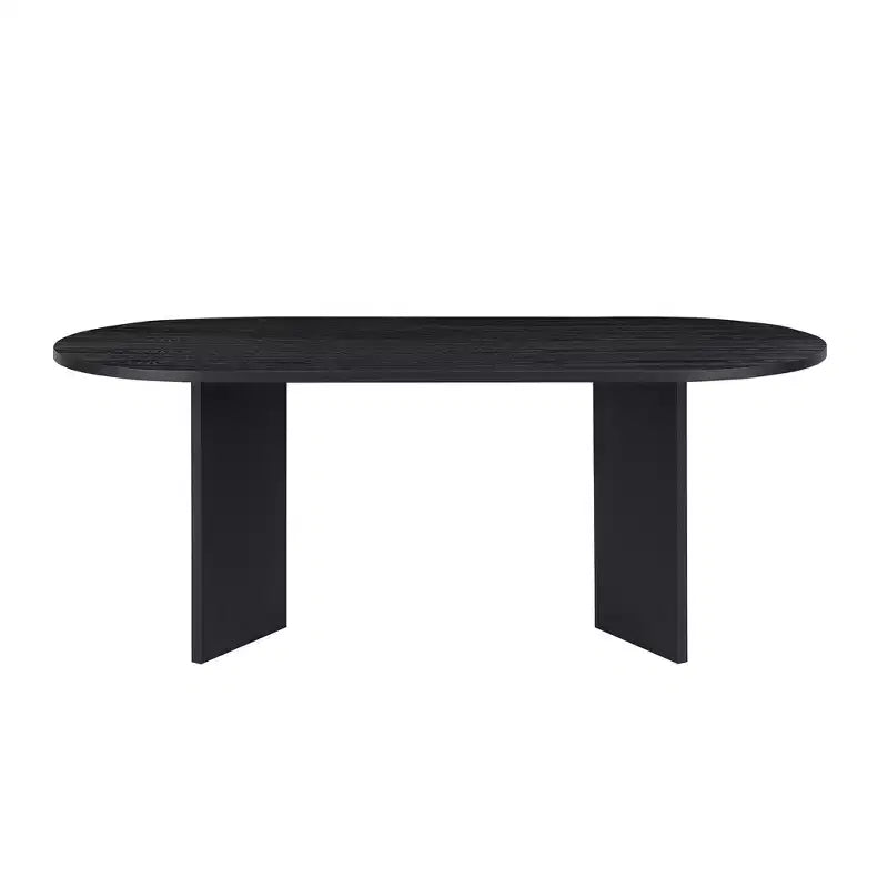 Table à manger ovale, finition bois noir, pièce maîtresse moderne et minimaliste