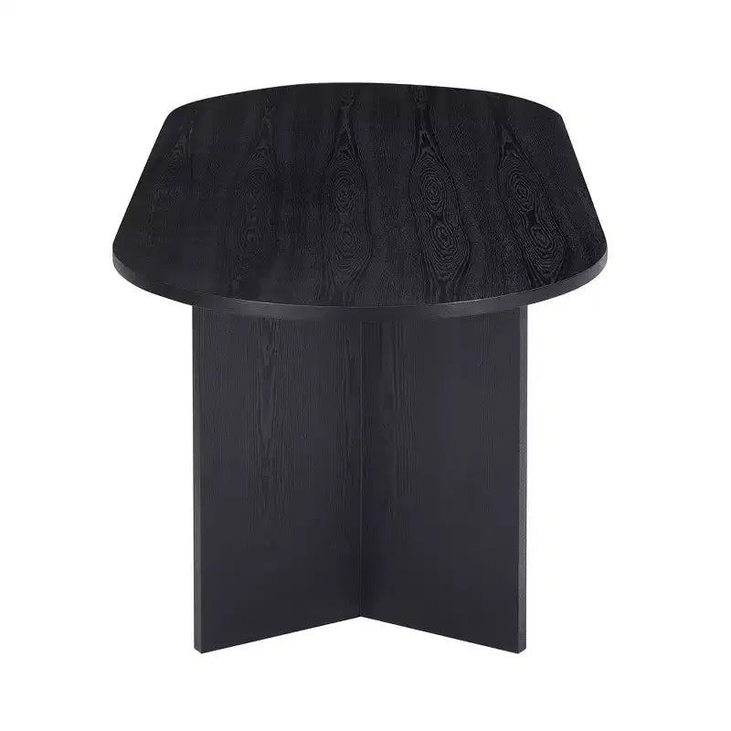 Table à manger ovale, finition bois noir, pièce maîtresse moderne et minimaliste
