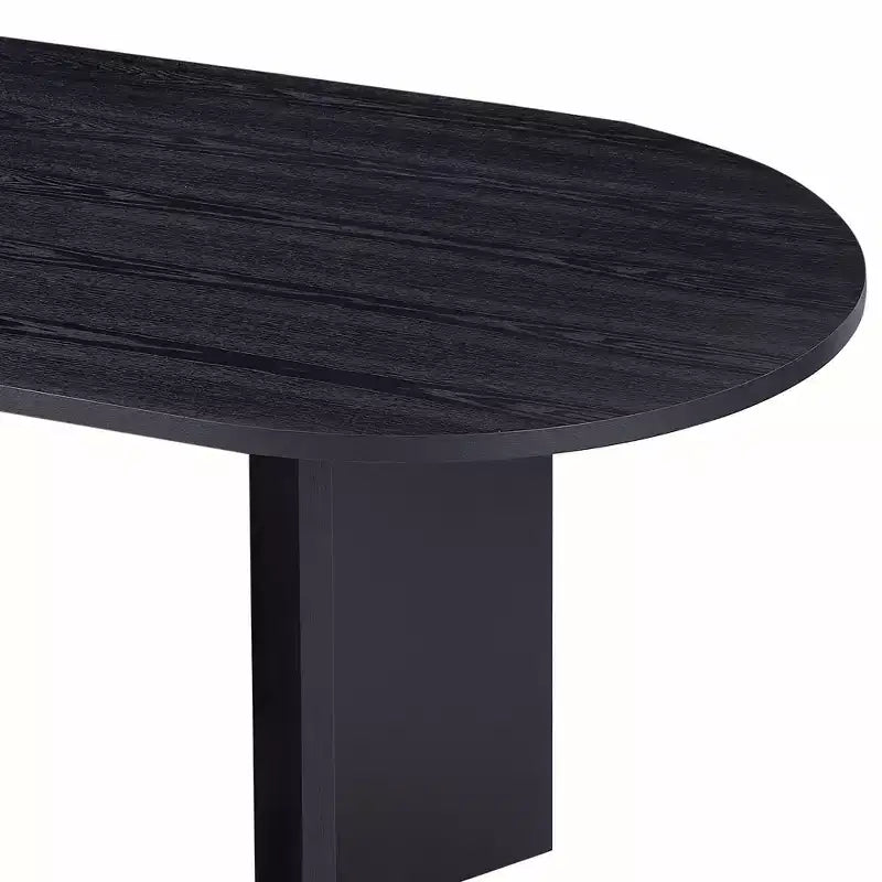 Table à manger ovale, finition bois noir, pièce maîtresse moderne et minimaliste