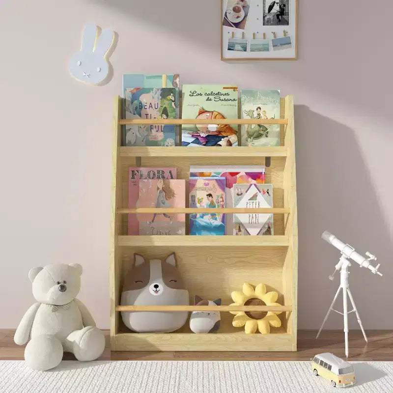 Étagère à livres pour enfants à 3 niveaux, porte-livres pour enfants, aide à garder les chambres, les salles de jeux et les salles de classe organisées, naturel