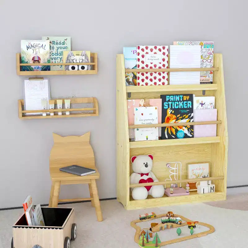 Étagère à livres pour enfants à 3 niveaux, porte-livres pour enfants, aide à garder les chambres, les salles de jeux et les salles de classe organisées, naturel