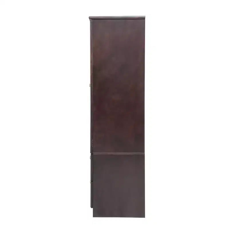 Armoire brun-noir de 156 cm avec 4 tiroirs, 2 miroirs, une tringle de suspension et des étagères