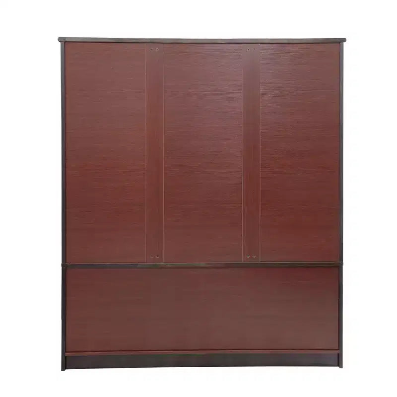 Armoire brun-noir de 156 cm avec 4 tiroirs, 2 miroirs, une tringle de suspension et des étagères