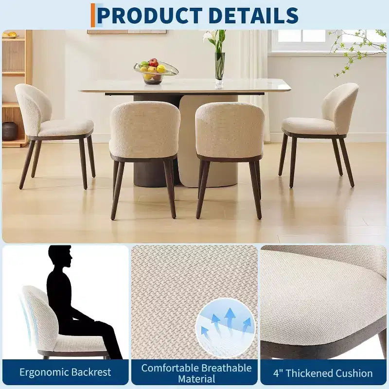 Lot de 2 Chaises Rétro - Assises en Similicuir avec Piètement en Acier, Dossiers Accentués Noyer, Crème pour Petits Espaces