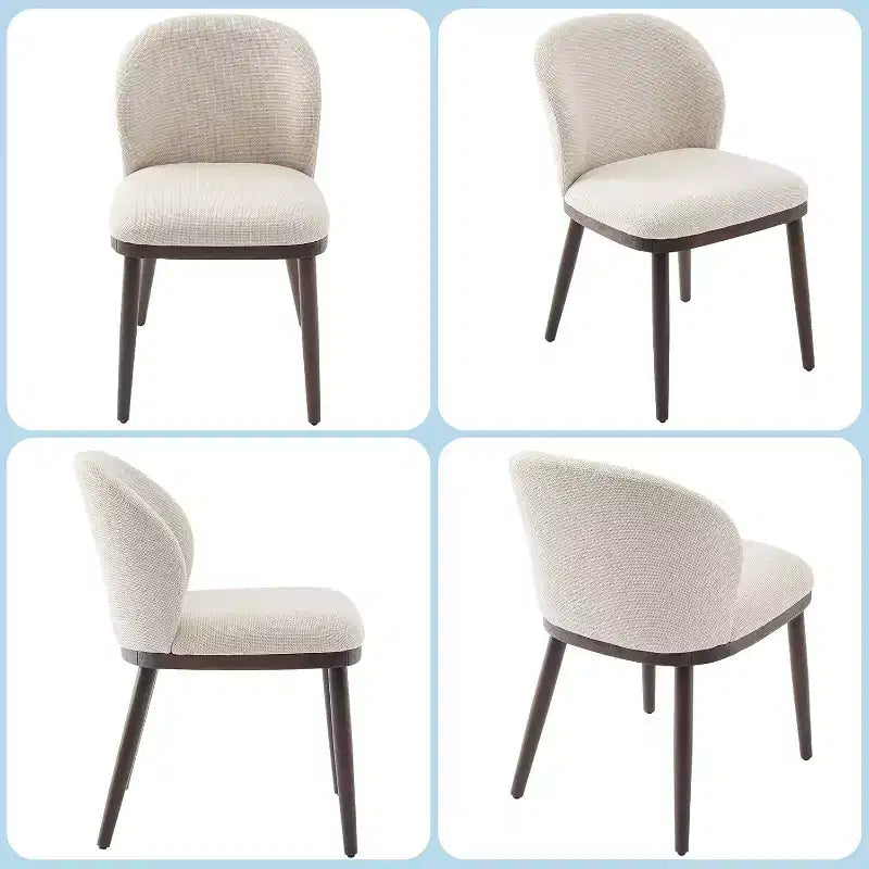 Lot de 2 Chaises Rétro - Assises en Similicuir avec Piètement en Acier, Dossiers Accentués Noyer, Crème pour Petits Espaces
