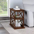 HomeStock 25 in.H Brown Color Rectangle Wood Table Top End Table 1 -piece