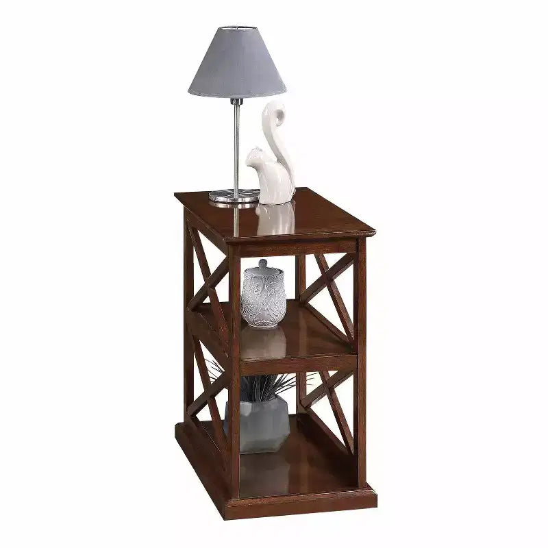 Table d'appoint rectangulaire en bois brun de 25 po de hauteur - 1 pièce