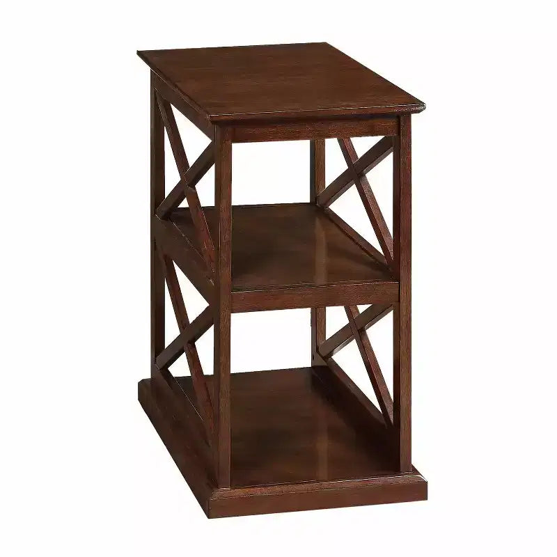 Table d'appoint rectangulaire en bois brun de 25 po de hauteur - 1 pièce