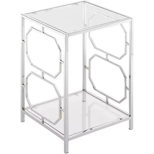 Table d'appoint rectangulaire en verre de couleur argent, hauteur 24 po, 1 pièce
