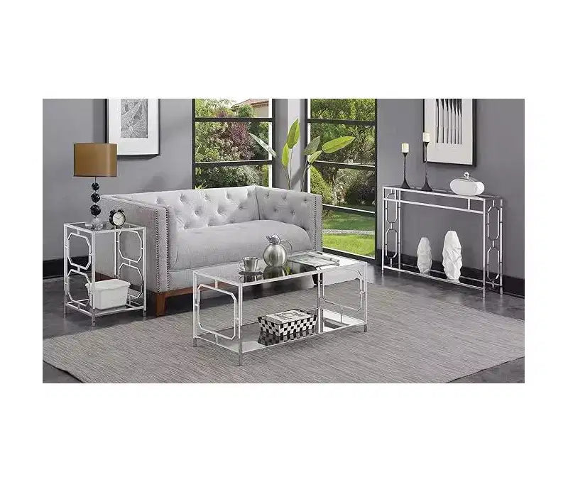 Table d'appoint rectangulaire en verre de couleur argent, hauteur 24 po, 1 pièce