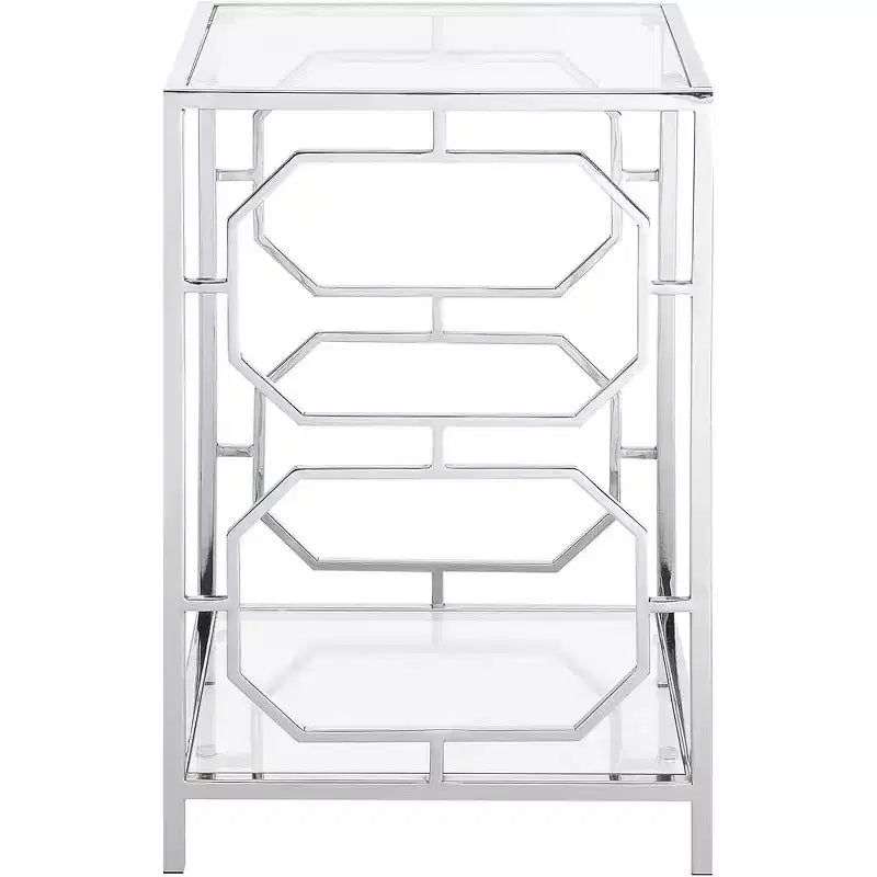 Table d'appoint rectangulaire en verre de couleur argent, hauteur 24 po, 1 pièce