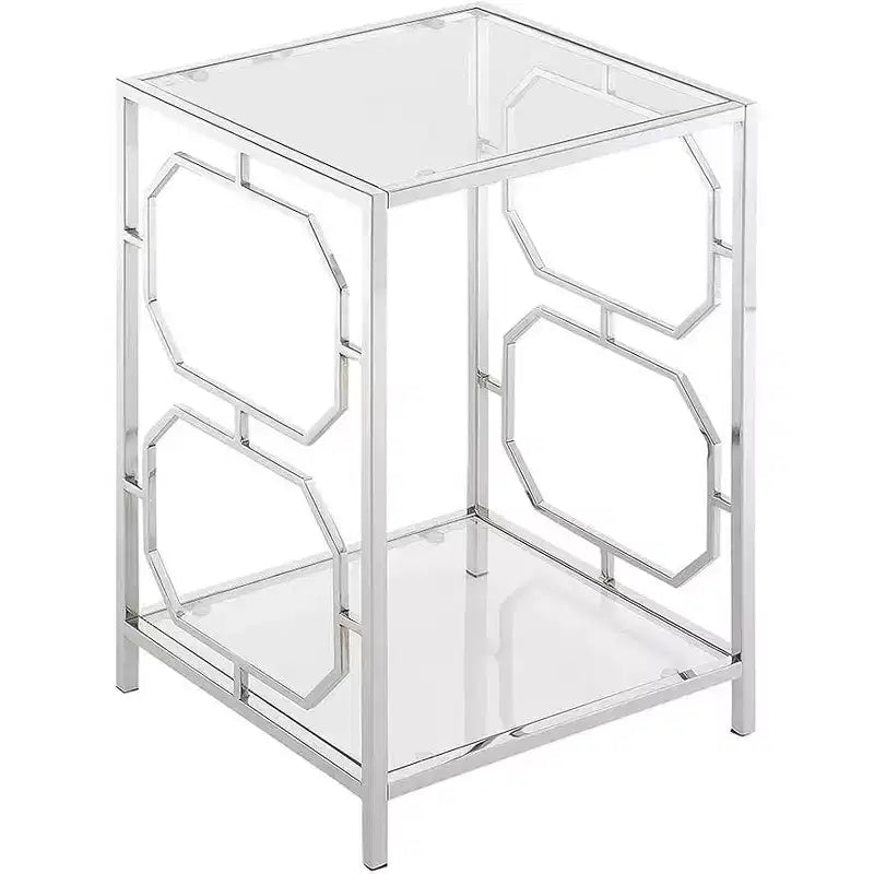 Table d'appoint rectangulaire en verre de couleur argent, hauteur 24 po, 1 pièce