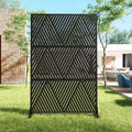 MAYEERTY Triangular V Shaped Black Galvanized Steel Screen Free Standing Decorative Screen for Balcony Patio Garden Room Divider