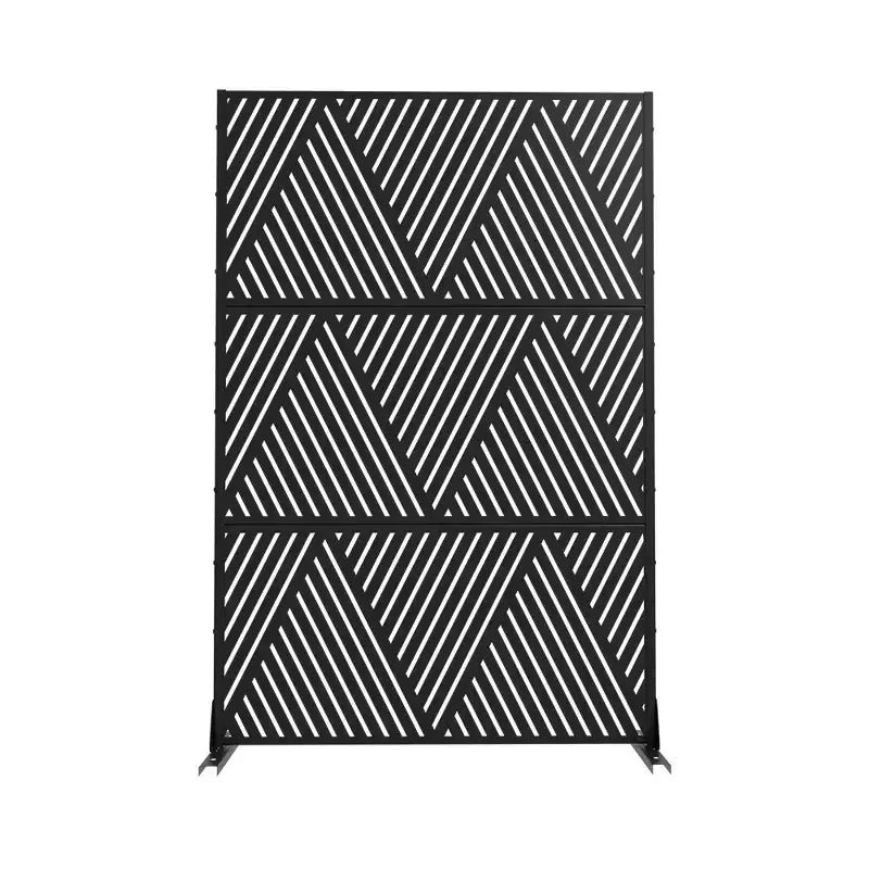 Paravent décoratif autoportant en acier galvanisé noir en forme de V triangulaire pour balcon, terrasse, jardin, séparateur de pièce
