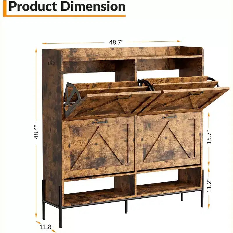 Meuble à chaussures avec 4 tiroirs basculants – Organisateur de rangement à chaussures sur pied avec pieds en métal, séparation sec et humide pour l'entrée