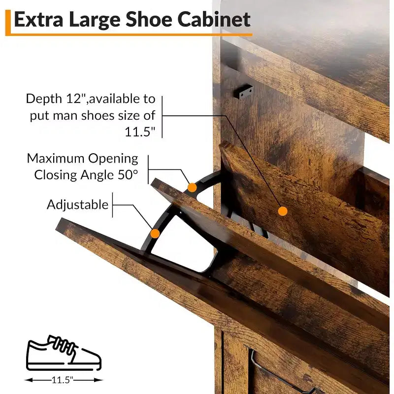 Meuble à chaussures avec 4 tiroirs basculants – Organisateur de rangement à chaussures sur pied avec pieds en métal, séparation sec et humide pour l'entrée