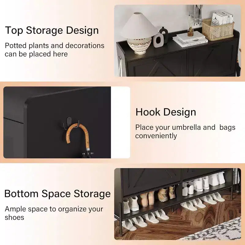Meuble à chaussures avec 4 tiroirs basculants – Organisateur de rangement à chaussures sur pied avec pieds en métal, séparation sec et humide pour l'entrée