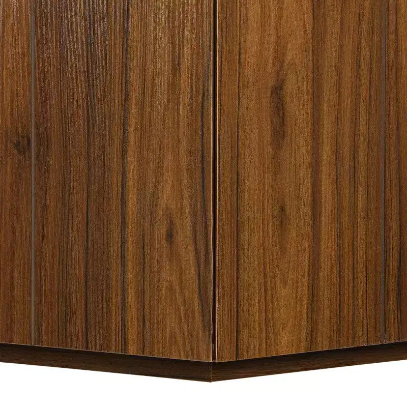 Table basse hexagonale rustique et rétro avec 2 tiroirs cachés, plateau en marbre et finition chêne pour salon